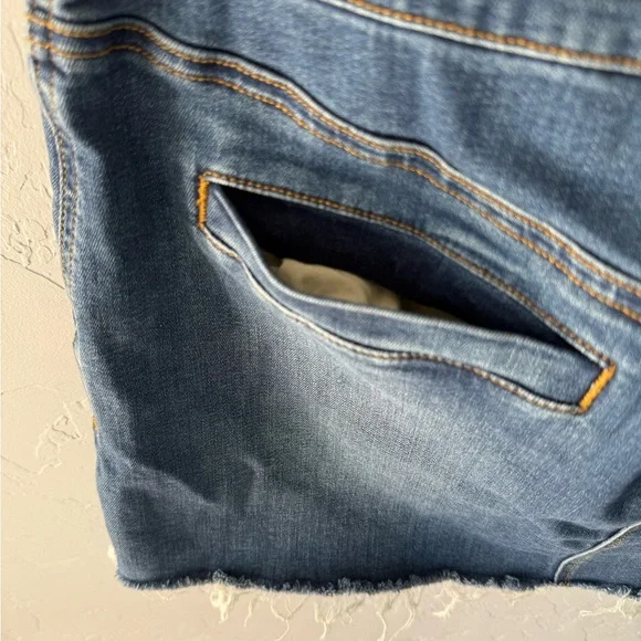 Prana Denim Mini Skirt, Button Front, Raw Hem, Size 10 - Picture 5 of 8